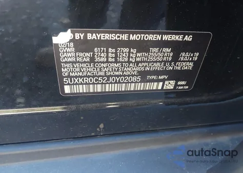 2018 BMW X5 xDrive35I z USA, uszkodzony, nr VIN 5UXKR0C52J0Y02085